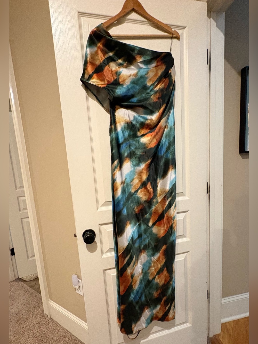 Acler Teal One-Shoulder Satin Dress - Picture 4 of 11